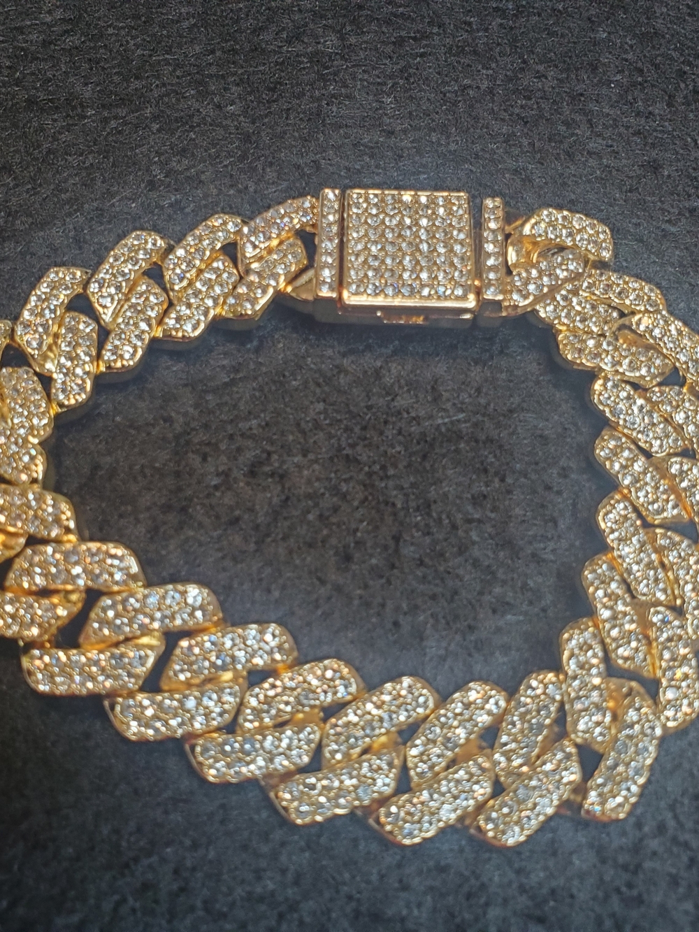 Gold Tone Pave Cuban Link Bracelet